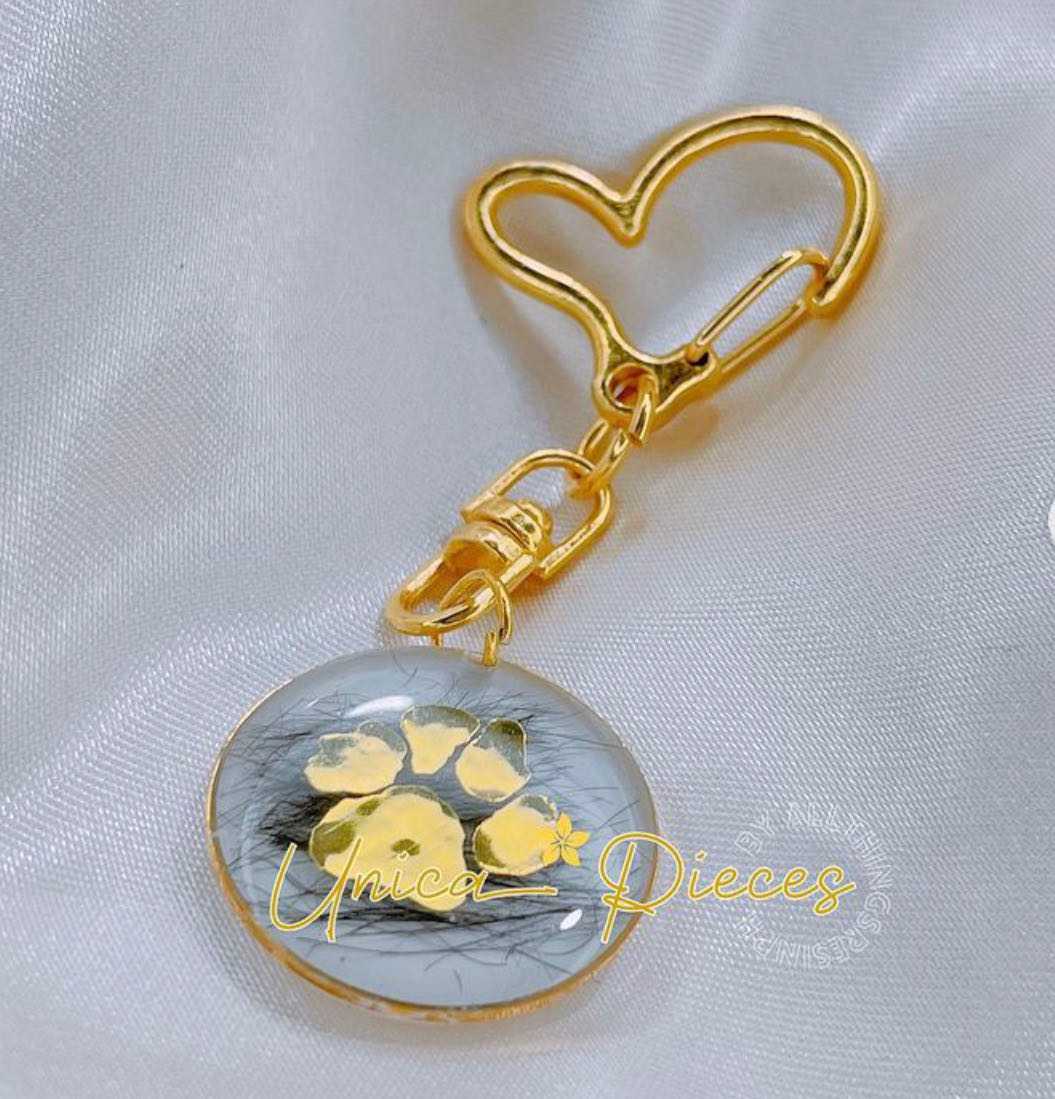 PET. 2D Paw Print with Fur Keychain 🐶